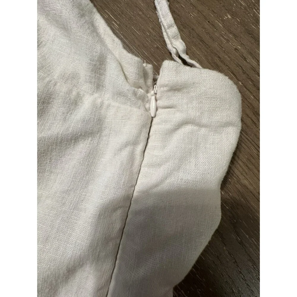 Abercrombie & Fitch Linen Strappy Mini Dress Cream Coastal Graduation L - Picture 13 of 13